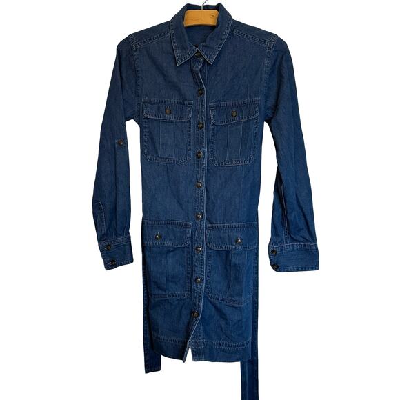 Banana Republic Heritage Expedition Shirt Dress Utility Denim Long Sleeve XS - Picture 4 of 10